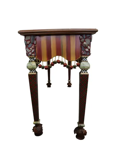Hand Painted MacKenzie-Childs Rock Collection Courtly Check Accent Table, photo 3 of 12