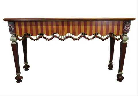 Hand Painted MacKenzie-Childs Rock Collection Courtly Check Accent Table, photo 5 of 12