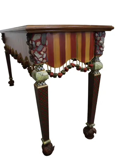 Hand Painted MacKenzie-Childs Rock Collection Courtly Check Accent Table, photo 6 of 12