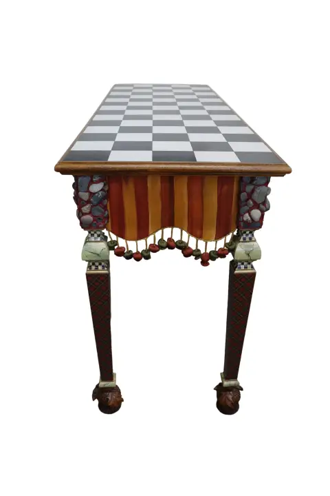 Hand Painted MacKenzie-Childs Rock Collection Courtly Check Accent Table, photo 7 of 12