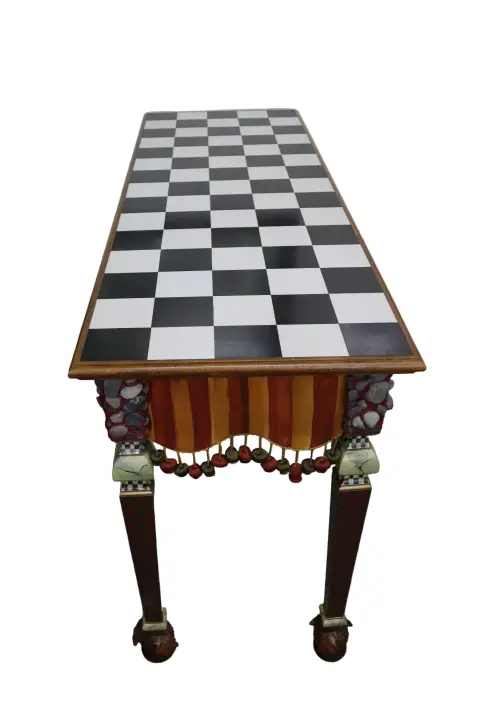 Hand Painted MacKenzie-Childs Rock Collection Courtly Check Accent Table, photo 8 of 12