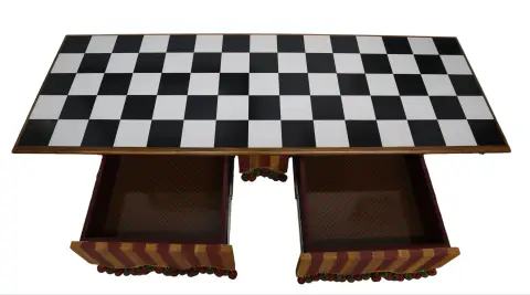 Hand Painted MacKenzie-Childs Rock Collection Courtly Check Accent Table, photo 9 of 12