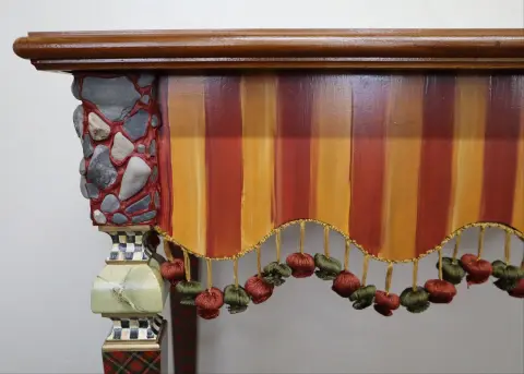 Hand Painted MacKenzie-Childs Rock Collection Courtly Check Accent Table, photo 11 of 12