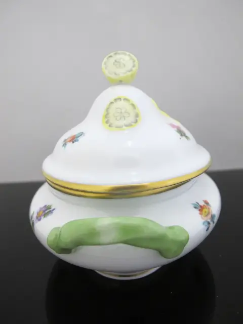 Herend Porcelain Mini Tureen Sugar Bowl Jar With Lemon Finial Lid, photo 3 of 9