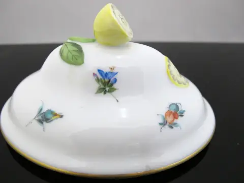 Herend Porcelain Mini Tureen Sugar Bowl Jar With Lemon Finial Lid, photo 9 of 9