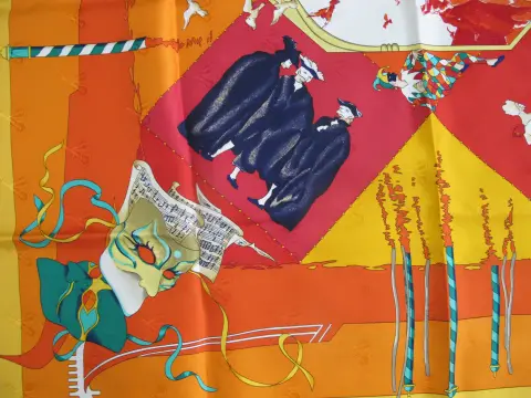 Hermes Paris Carre 90 Le Carnaval De Venise Jacquard Silk Scarf Nwt, photo 7 of 12