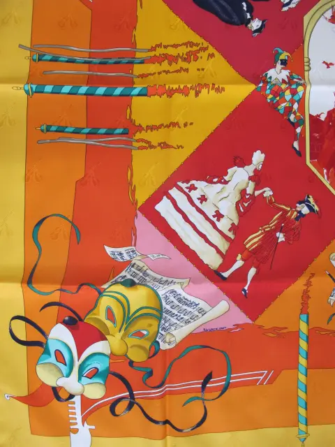 Hermes Paris Carre 90 Le Carnaval De Venise Jacquard Silk Scarf Nwt, photo 8 of 12