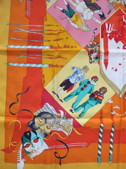 Hermes Paris Carre 90 Le Carnaval De Venise Jacquard Silk Scarf Nwt, photo 9 of 12