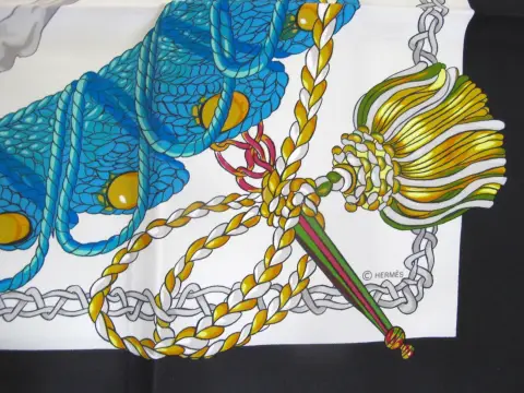 Hermes Paris Carre 90 Le Timbalier Black Border Silk Scarf Nwt & Box, photo 5 of 12