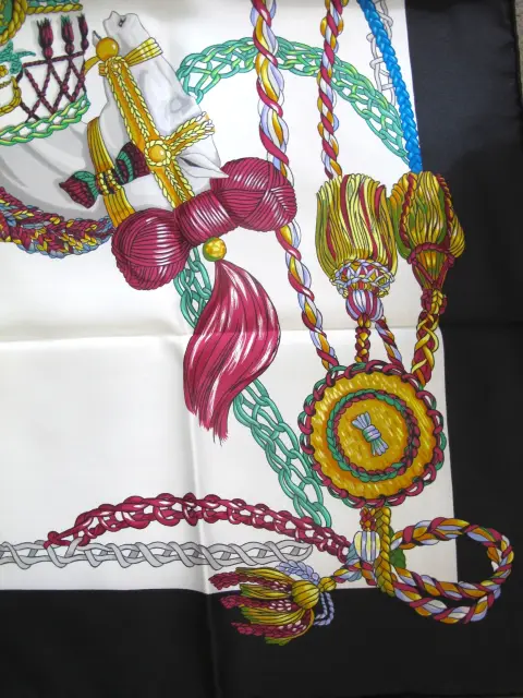 Hermes Paris Carre 90 Le Timbalier Black Border Silk Scarf Nwt & Box, photo 7 of 12