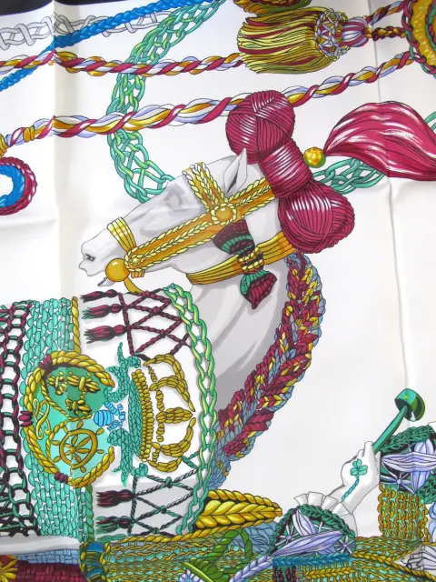 Hermes Paris Carre 90 Le Timbalier Black Border Silk Scarf Nwt & Box, photo 8 of 12