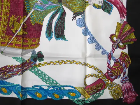 Hermes Paris Carre 90 Le Timbalier Black Border Silk Scarf Nwt & Box, photo 9 of 12