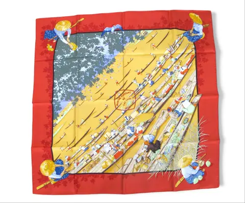Hermes Paris Carre 90 Marché Flottant Du Lac Inlé Burma Market Silk Scarf W/Box, photo 1 of 12