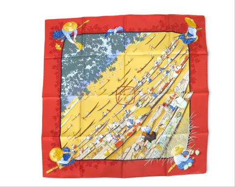 Hermes Paris Carre 90 Marché Flottant Du Lac Inlé Burma Market Silk Scarf W/Box, photo 2 of 12