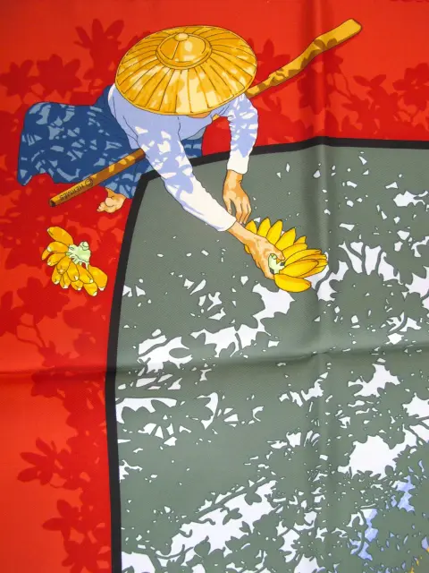 Hermes Paris Carre 90 Marché Flottant Du Lac Inlé Burma Market Silk Scarf W/Box, photo 9 of 12