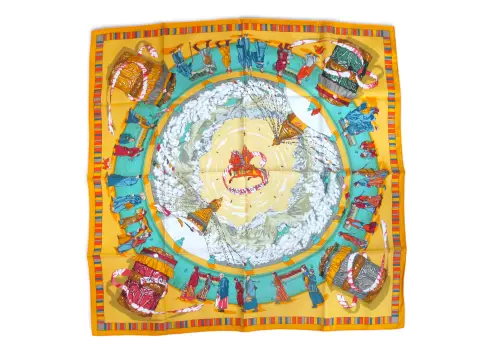 Hermes Paris Carre 90 Prieres Au Vent Buddhist Prayers in Wind Silk Scarf W/Box, photo 1 of 12