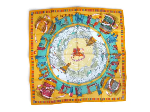 Hermes Paris Carre 90 Prieres Au Vent Buddhist Prayers in Wind Silk Scarf W/Box, photo 2 of 12