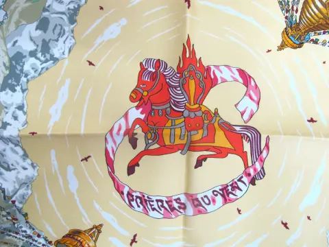 Hermes Paris Carre 90 Prieres Au Vent Buddhist Prayers in Wind Silk Scarf W/Box, photo 3 of 12