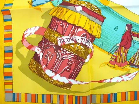 Hermes Paris Carre 90 Prieres Au Vent Buddhist Prayers in Wind Silk Scarf W/Box, photo 4 of 12