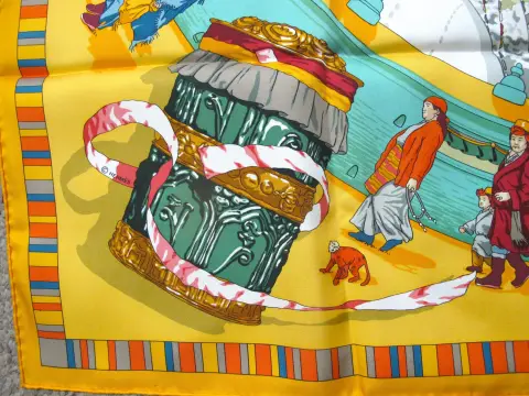 Hermes Paris Carre 90 Prieres Au Vent Buddhist Prayers in Wind Silk Scarf W/Box, photo 9 of 12