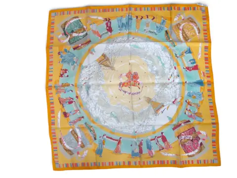Hermes Paris Carre 90 Prieres Au Vent Buddhist Prayers in Wind Silk Scarf W/Box, photo 11 of 12