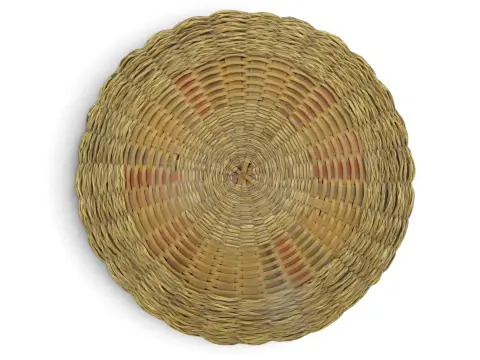 Iroquois Native Sweetgrass & Ash Splint Checkered Rim Round Basket With Lid, photo 2 of 12