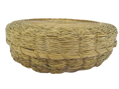 Iroquois Native Sweetgrass & Ash Splint Checkered Rim Round Basket With Lid, photo 11 of 12