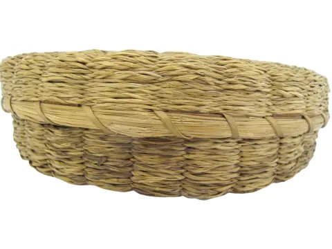 Iroquois Native Sweetgrass & Ash Splint Checkered Rim Round Basket With Lid, photo 12 of 12