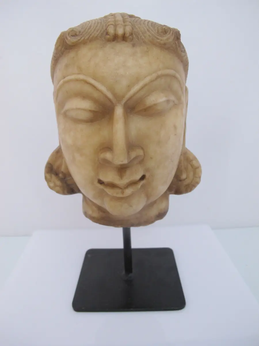 JAIN Marble Tirthankara Spiritual India Head KARMA Carved Stone Sculpture