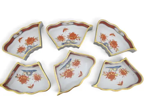 Japanese Lazy Susan Imari Porcelain Butterfly & Flower Rotating Serving Dish Set, photo 10 of 12