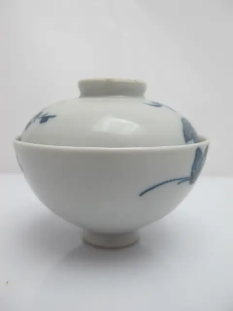 Japanese Sometsuke Blue Porcelain Soup or Rice Bowl With Lid, photo 3 of 11