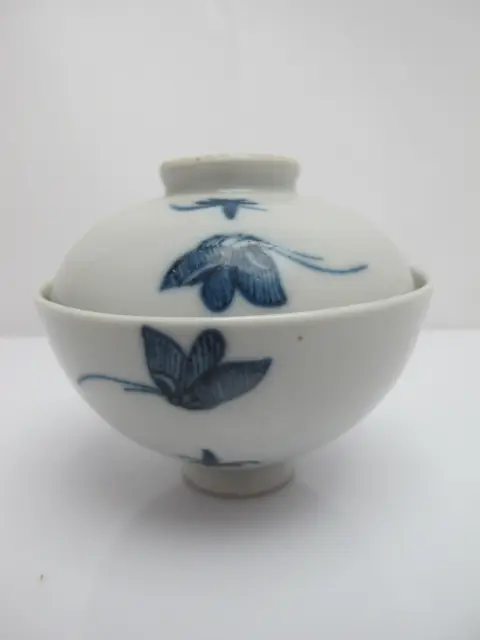 Japanese Sometsuke Blue Porcelain Soup or Rice Bowl With Lid, photo 4 of 11