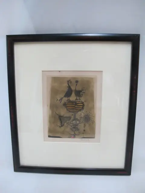 Johnny Friedlaender Signed Framed Two Birds Deux Oiseaux Iii Engraving, photo 1 of 6