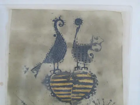 Johnny Friedlaender Signed Framed Two Birds Deux Oiseaux Iii Engraving, photo 4 of 6