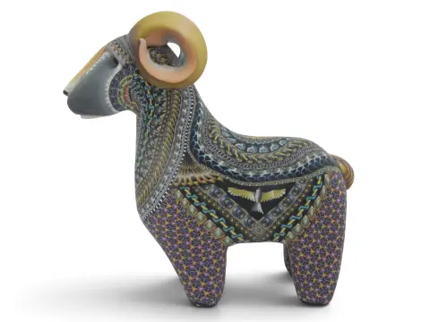 Jon Stuart Anderson Fimo Polymer Millefiori Clay Ram Figurine Sculpture, photo 1 of 10
