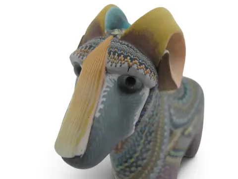 Jon Stuart Anderson Fimo Polymer Millefiori Clay Ram Figurine Sculpture, photo 7 of 10