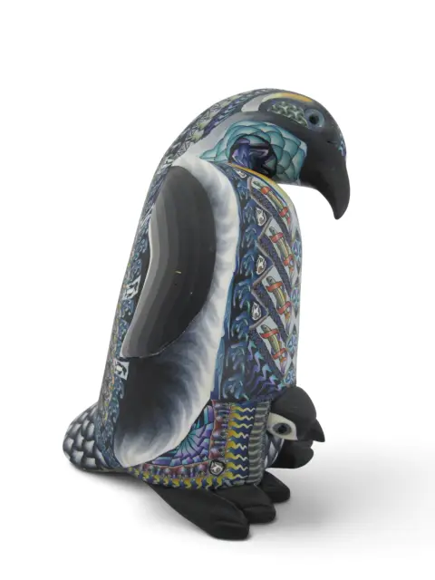 Jon Stuart Anderson Polymer Millefiori Clay Mother Penguin Baby Chick Sculpture, photo 1 of 12