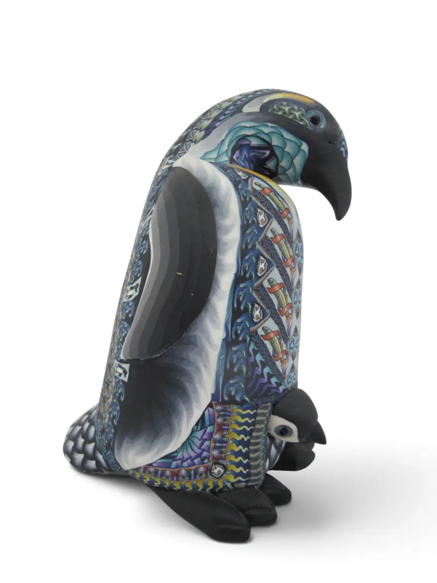 Jon Stuart ANDERSON Polymer Millefiori Clay Mother PENGUIN Baby CHICK Sculpture