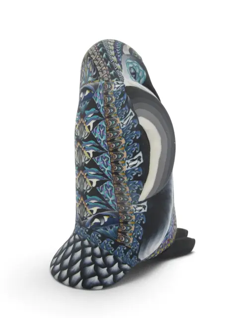 Jon Stuart Anderson Polymer Millefiori Clay Mother Penguin Baby Chick Sculpture, photo 3 of 12