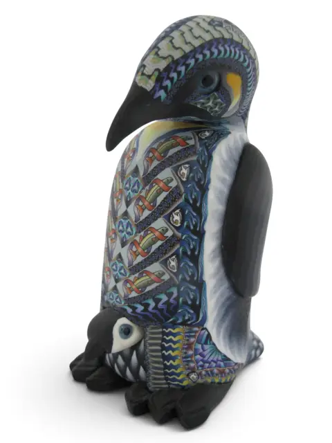 Jon Stuart Anderson Polymer Millefiori Clay Mother Penguin Baby Chick Sculpture, photo 6 of 12