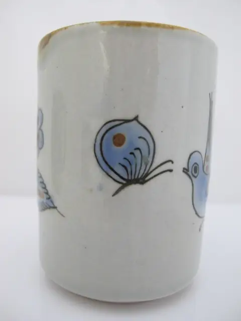Ken Edwards El Palomar Blue Bird Flowers Mexican Tonala Folk Art Coffee Cup Pair, photo 7 of 11