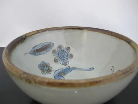 Ken Edwards El Palomar Blue Bird Flowers Mexican Tonala Pottery 6 1/4" Bowl, photo 5 of 6
