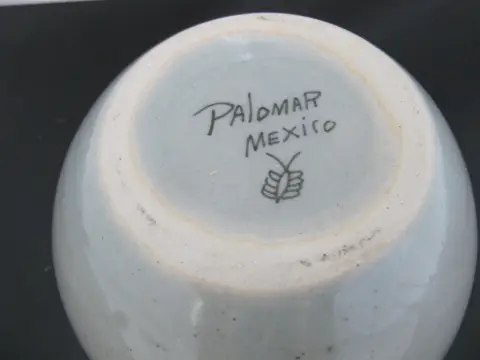 Ken Edwards El Palomar Blue Bird Flowers Mexican Tonala Pottery 6 1/4" Bowl, photo 6 of 6