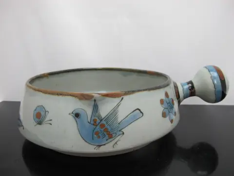 Ken Edwards El Palomar Blue Bird Tonala Mexico Folk Art Pottery Casserole, photo 1 of 11