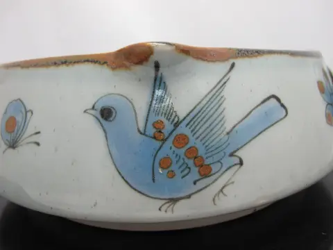 Ken Edwards El Palomar Blue Bird Tonala Mexico Folk Art Pottery Casserole, photo 2 of 11