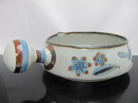 Ken Edwards El Palomar Blue Bird Tonala Mexico Folk Art Pottery Casserole, photo 5 of 11