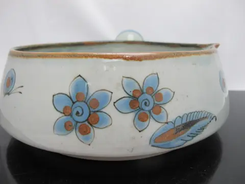 Ken Edwards El Palomar Blue Bird Tonala Mexico Folk Art Pottery Casserole, photo 9 of 11