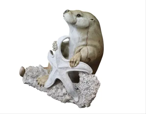 Kevin Peters "Get Your Own Starfish" Brazilian Soapstone Sea Otter Sculpture, photo 4 of 12