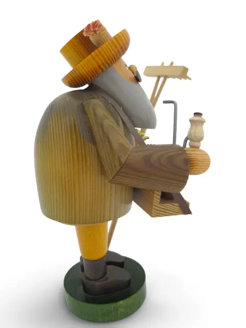 Kwo Erzgebirge Germany Gardener With Rake Wooden Incense Cone Smoker Burner, photo 5 of 9