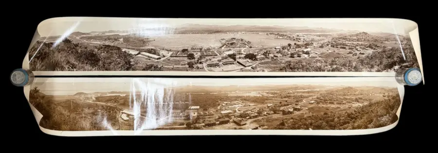 Lot of 2 Vintage 1930 Panoramic Photographs of Corozal Canal Zone, Panama BIV
